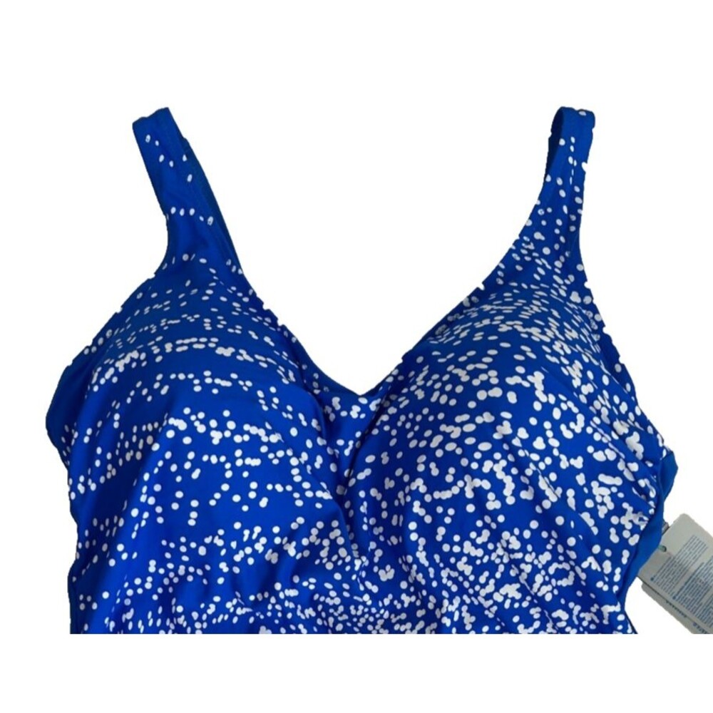 Womens 2XL Blue White Print Swimsuit One Piece Tummy Control Padded  Comfy Boho - Picture 7 of 8